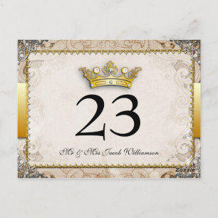 Verzierte Hochzeitskarte für Tischnummern
