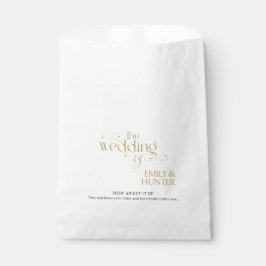 Verzierte Hochzeitskuchen in Schwarz-Gold Geschenktütchen