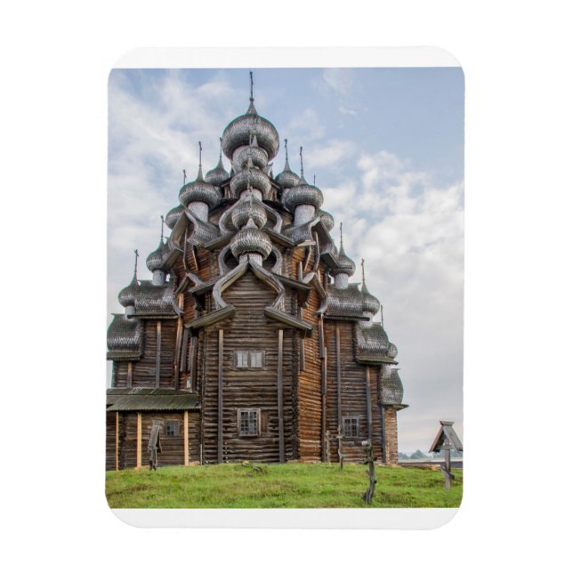 Verzierte Holzkirche, Russland Magnet (Vertikal)