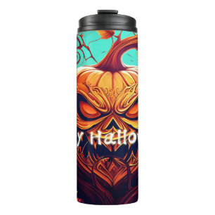 Verzierte Jack-o-Lantern-Gedrehter-Ast-Halloween Thermosbecher