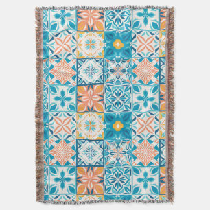 Verzierte Kacheln in Blau und Orange Decke
