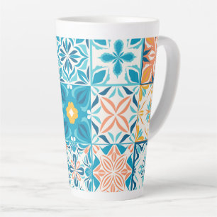 Verzierte Kacheln in Blau und Orange Milchtasse