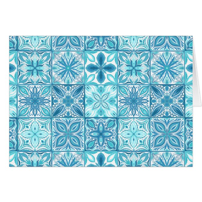 Verzierte Kacheln in Blau und Weiß (Vorderseite (Horizontal))