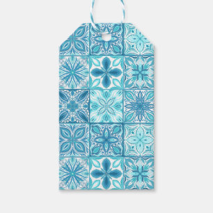 Verzierte Kacheln in Blau und Weiß Geschenkanhänger