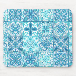 Verzierte Kacheln in Blau und Weiß Mousepad