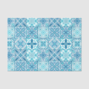 Verzierte Kacheln in Blau und Weiß Seidenpapier