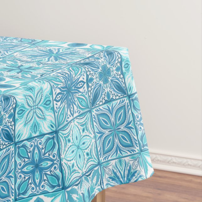 Verzierte Kacheln in Blau und Weiß Tischdecke (Beispiel)