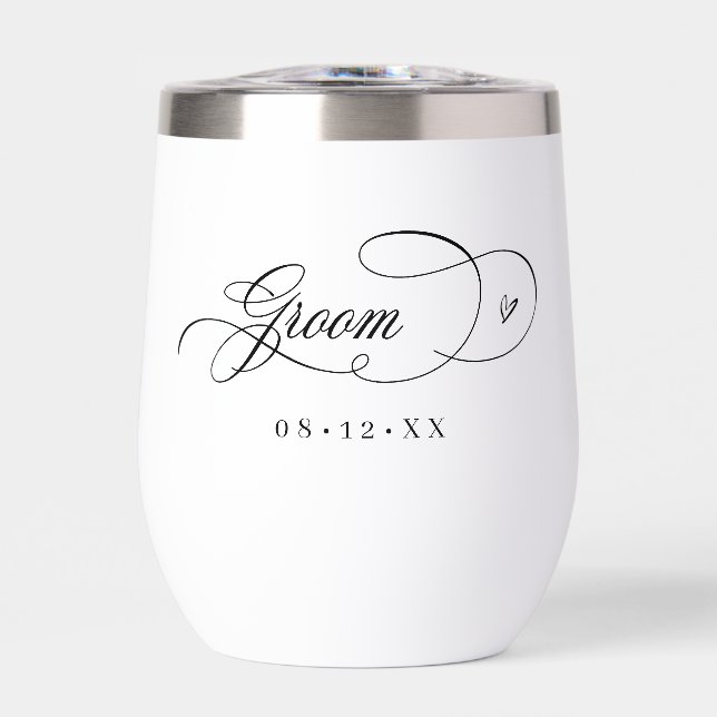 Verzierte Kalligraphie Herz Groom Black ID1025 (Vorderseite)