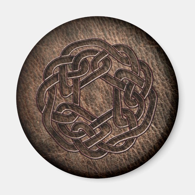Verzierte keltische Zierverzierung auf Leder Magnet (Vorne)