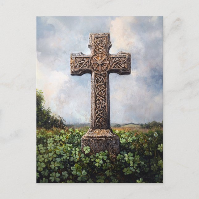 Verzierte Kreuzdenkmal-Kleeblätter Postkarte (Vorderseite)