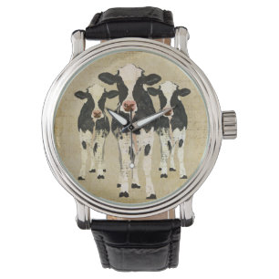 Verzierte Kuh-Uhr Armbanduhr