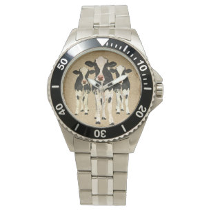 Verzierte Kuh-Uhr Armbanduhr
