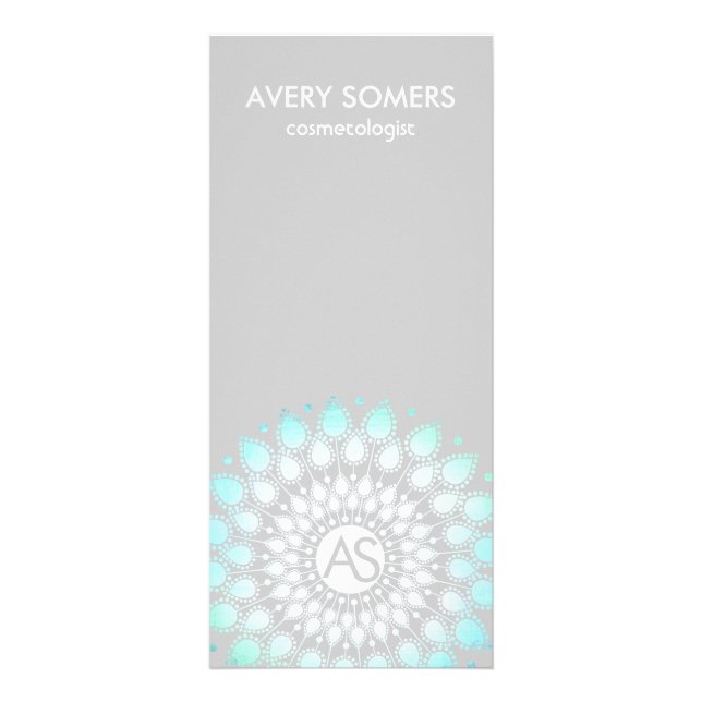 Verzierte Leaf Motif Gray Modern Cosmetologin Werbekarte (Vorne)
