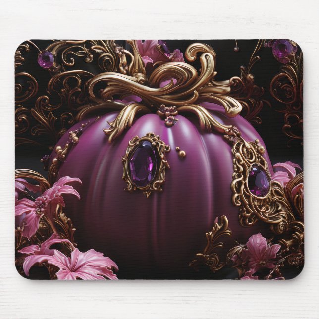 VERZIERTE LILA HALLOWEEN PUMPKIN & BLÄTTER MOUSEPAD (Vorne)