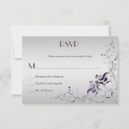 Verzierte Lila Wirbel auf Silver UAWG RSVP Karte