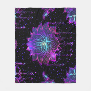 Verzierte Lotus-Blume Nahtloses Symbol Fleecedecke