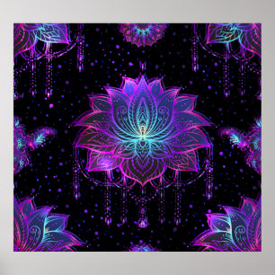 Verzierte Lotus-Blume Nahtloses Symbol Poster