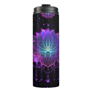 Verzierte Lotus-Blume Nahtloses Symbol Thermosbecher