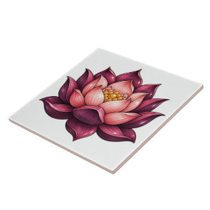 Verzierte Lotusblüte Fliese
