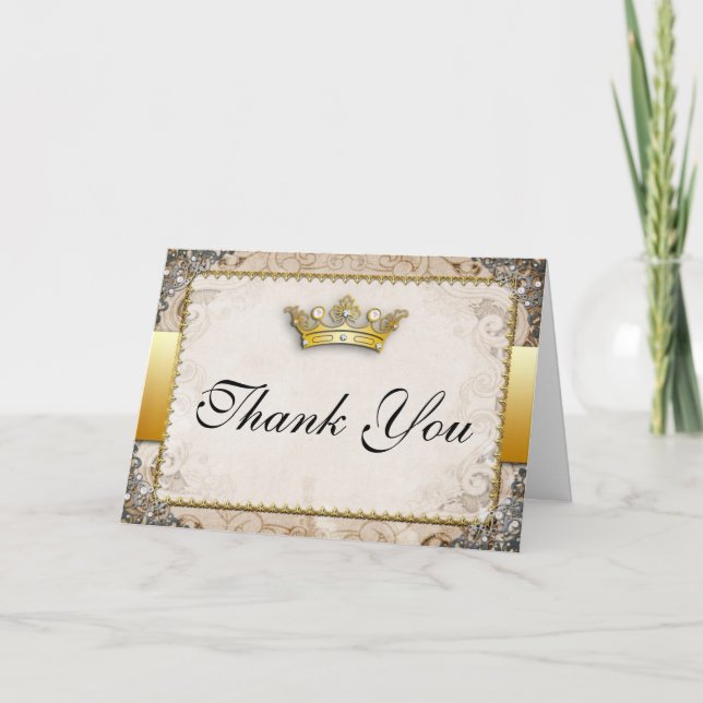 Verzierte Märchenhochzeit Dankeschön Karte (Vorderseite)