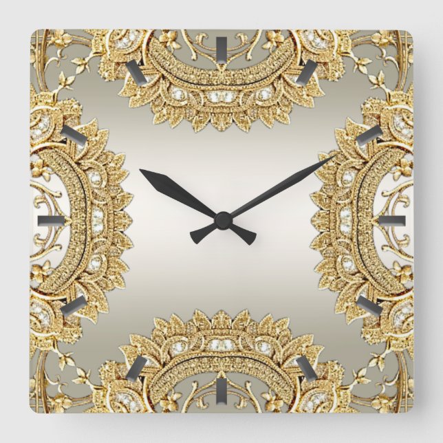 Verzierte Maueruhr Quadratische Wanduhr (Vorderseite)