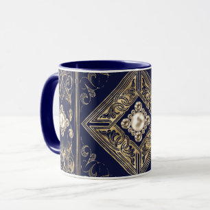 Verzierte Opulenz   Blauer und Goldschmuck Geblüht Tasse