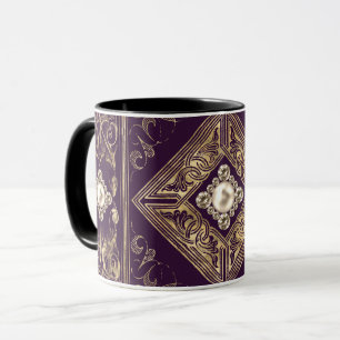 Verzierte Opulenz   Lila und Goldschmuck Geblüht Tasse