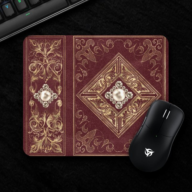 Verzierte Opulenz | Red and Gold Jeweles Geblüht Mousepad (Von Creator hochgeladen)