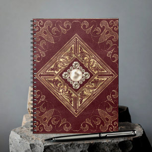 Verzierte Opulenz   Red and Gold Jeweles Geblüht Notizblock