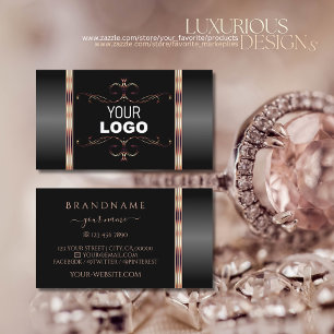 Verzierte Ornamente aus Schwarz und Rose mit Logo Visitenkarte