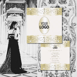 Verzierte Ornamente mit Logos aus Goldcreme Quadratische Visitenkarte