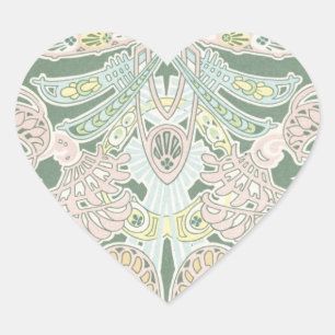 verzierte Pasta Art Nouveau Art Herz-Aufkleber
