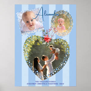 Verzierte Rahmen 3 Foto Rosa 1. Weihnachtsstein Poster