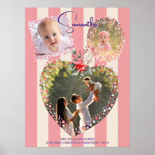 Verzierte Rahmen 3 Fotos Pink 1. Weihnachten Meile Poster