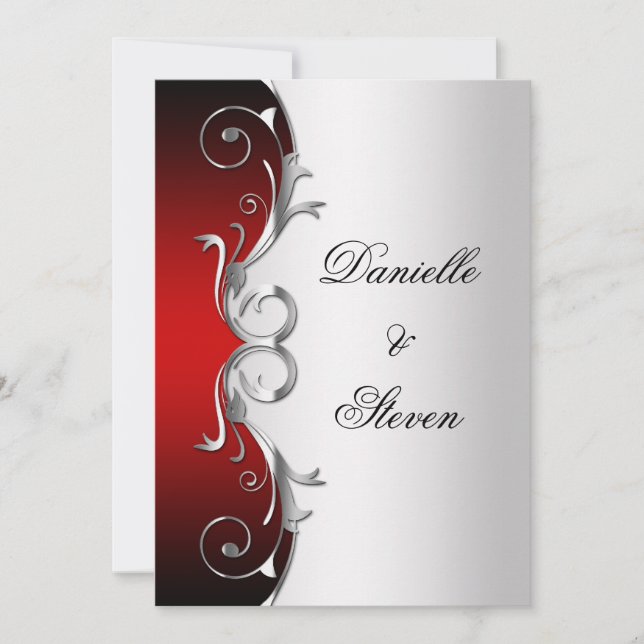 Verzierte Red Black Silver Post Wedding Celebratio Einladung (Vorderseite)