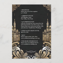 Verzierte Retro-Arabisch-Exotic-Bold-Damask-Hochze Begleitkarte