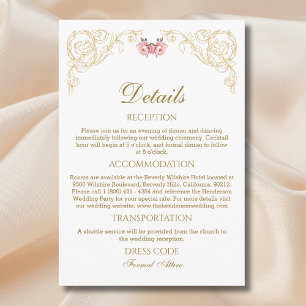 Verzierte Rokoko Vintage Hochzeitdetails Begleitkarte