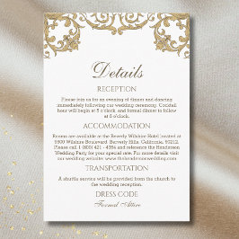 Verzierte Rokoko Vintage Hochzeitdetails Begleitkarte