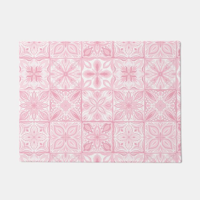 Verzierte rosa Fliesen Fußmatte (Vorderseite)