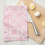Verzierte rosa Fliesen Geschirrtuch<br><div class="desc">Handgemalte verzierte Fliesen mit Blumenelementen</div>
