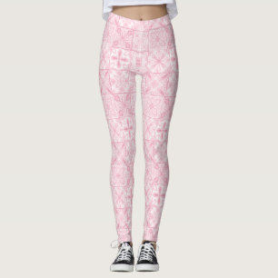 Verzierte rosa Fliesen Leggings