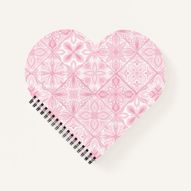 Verzierte rosa Fliesen Notizbuch (Vorderseite)