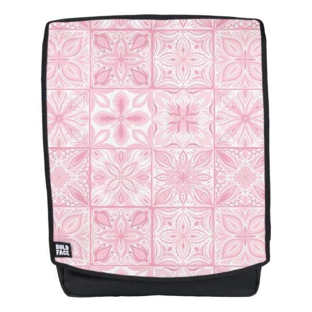 Verzierte rosa Fliesen Rucksack (Vorderseite)