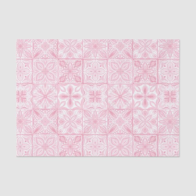 Verzierte rosa Fliesen Seidenpapier (Vorderseite)