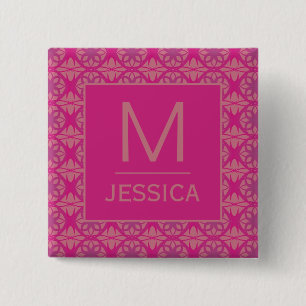 Verzierte rosa lila geometrische Muster Personalis Button