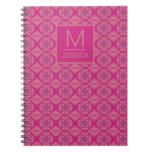 Verzierte rosa lila geometrische Muster Personalis Notizblock