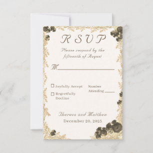 Verzierte Rose Katholische Antwortkarte RSVP Karte
