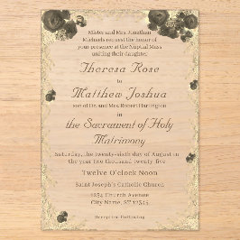 Verzierte Rose Katholische Hochzeitseinladung Acryleinladungen