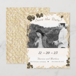 Verzierte Rose Save the Date Karte