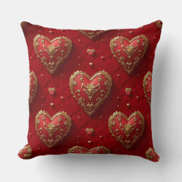 VERZIERTE ROT- UND GOLD-VALENTINE-LIEBE HÖRT KISSEN